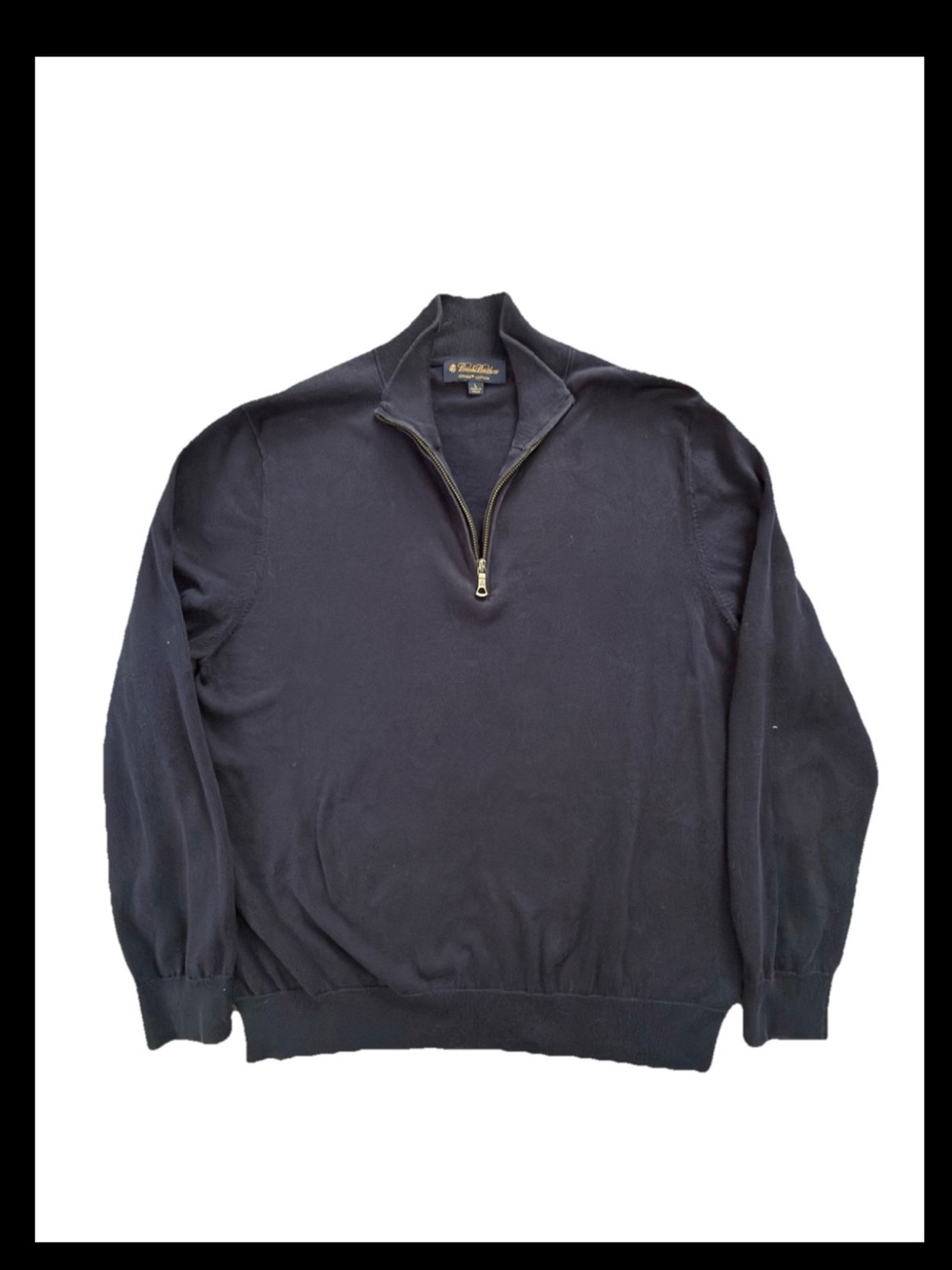 Brooks Brothers Large Supima Cotton Quarter Zip Sweater Navy Blue Pullover